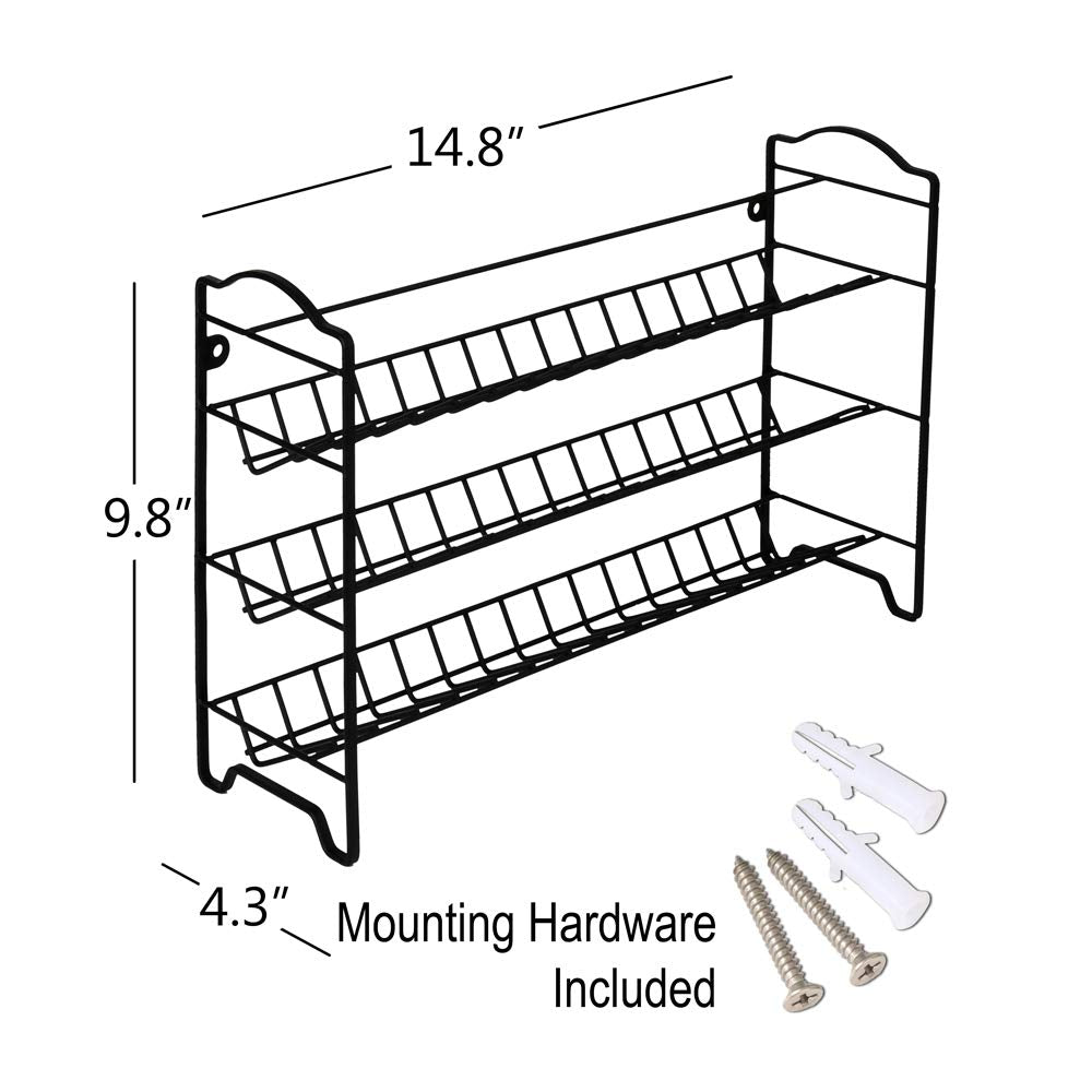 SWOMMOLY 3 Tier Spice Rack Organizer with 24 Empty Round Spice Jars, 396 Spice Labels, Funnel and Chalk Marker Complete Set, Bla
