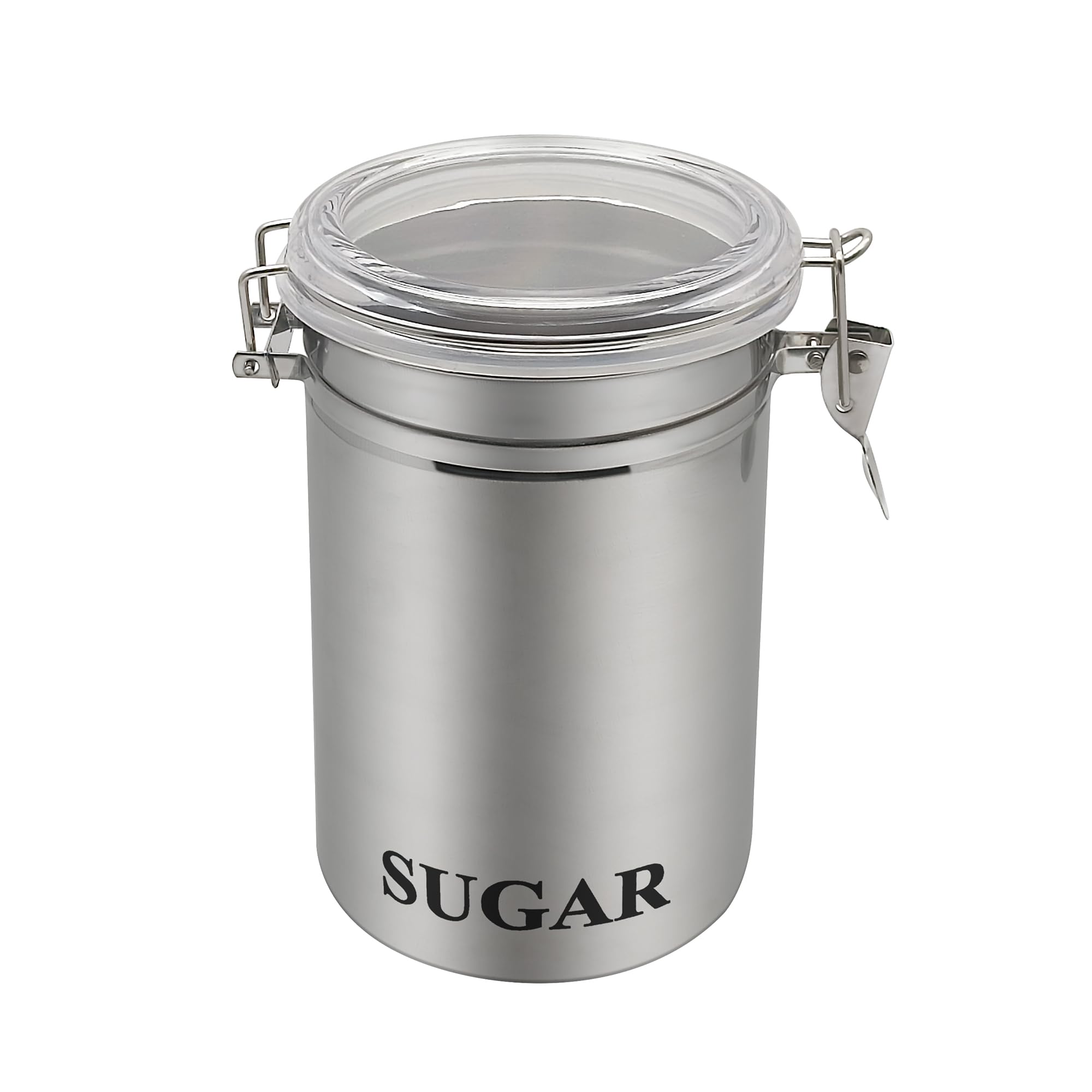 Fox Run Stainless Steel Sugar Container, 62 oz Canister with Transparent Lid