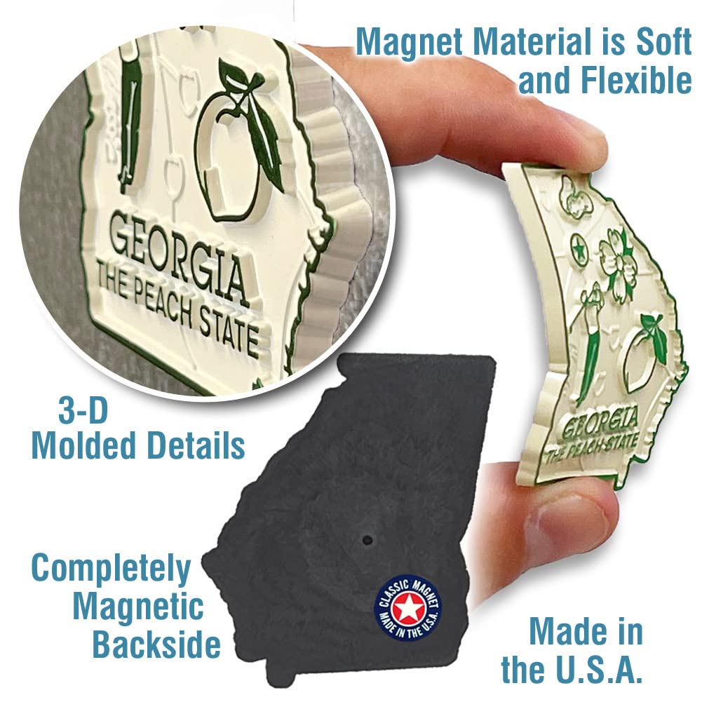 Georgia Small State Magnet By Classic Magnets, 1.8'' X 2.1'', Collectible Souvenirs Made In The Usa