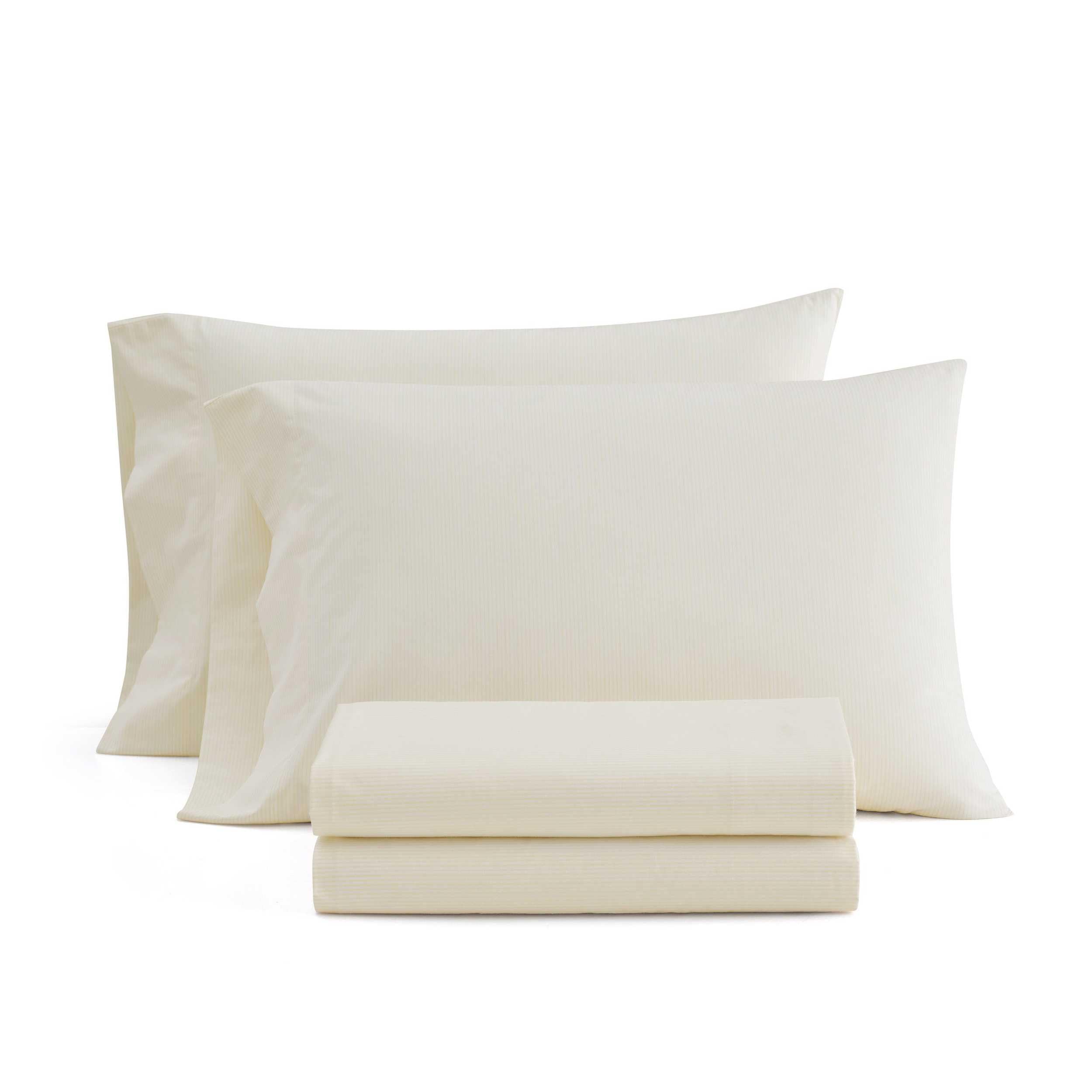 Martha Stewart  Queen Size Sheets Set, Crisp & Tailored Cooling Sheets With A Naturally Smooth Cotton Percale Lightweight Feel 