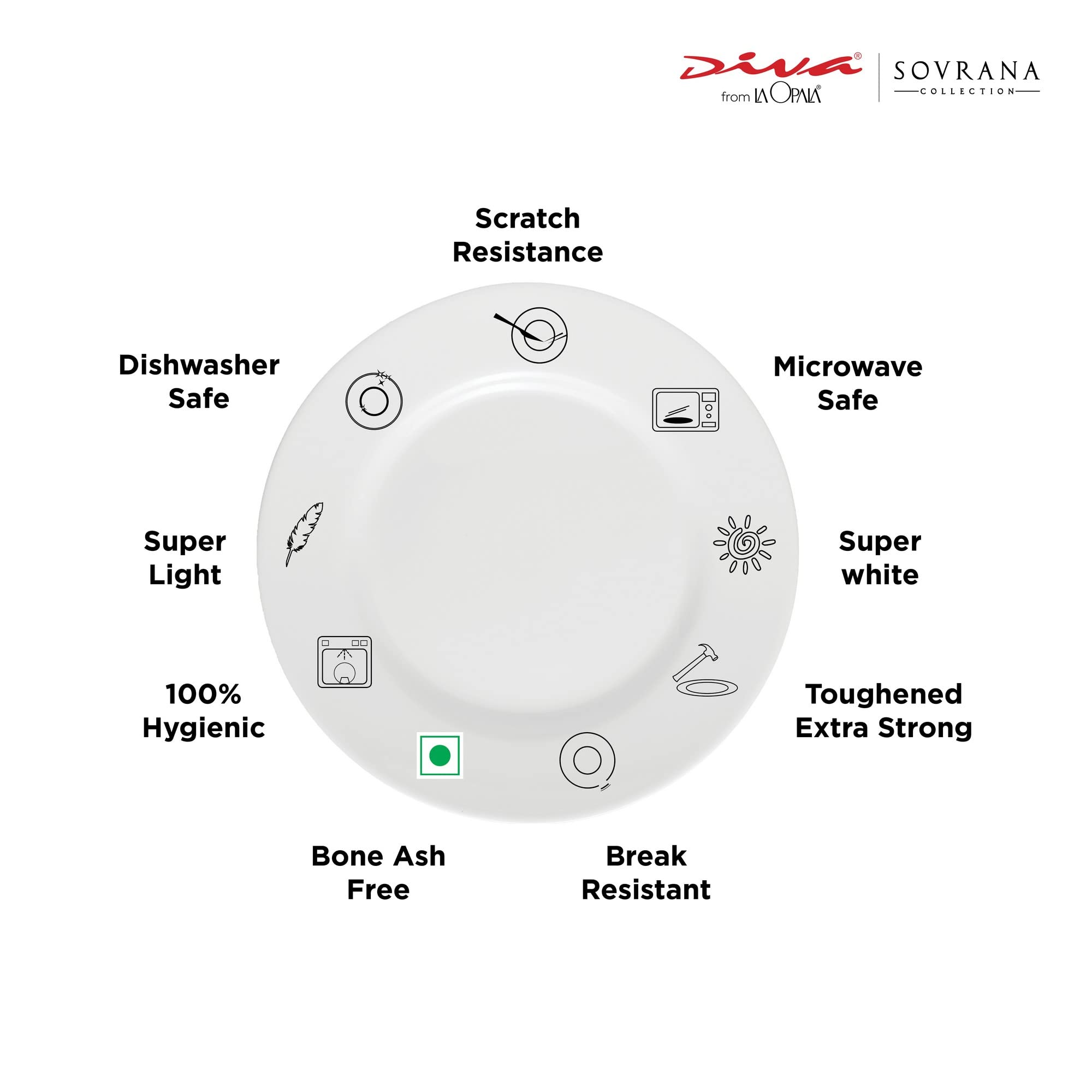 La Opala Diva, Sovrana Collection Opal Glass Crockery | Cup & Saucer, Set Of 12 | Anassa Blue, 160 Ml | For Tea & Coffee | Micro