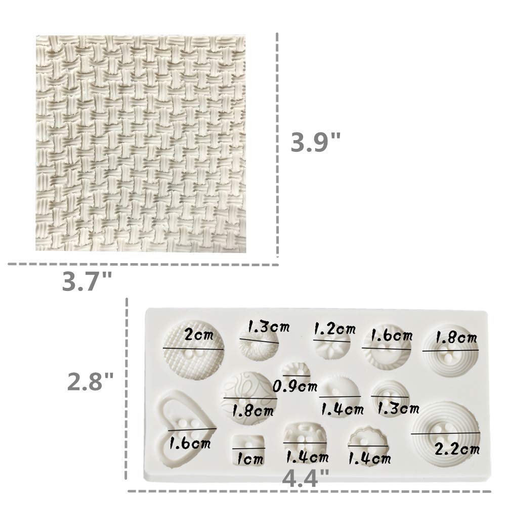Jevenis 5 Pcs Mini Knitting Sweater Fondant Mold Crochet Texture Cake Decoration Button Impression Mat For Baby Shower Party Cup