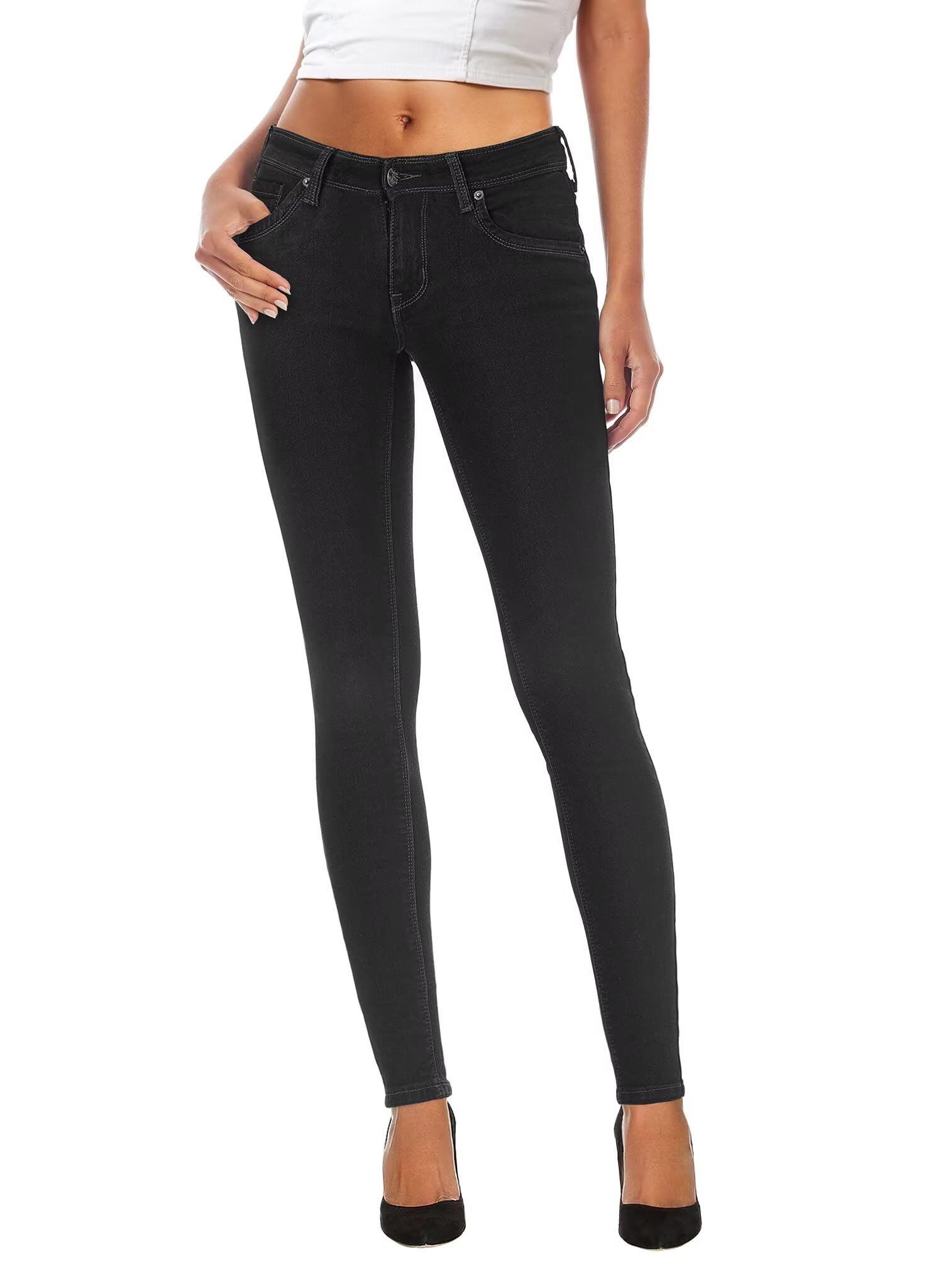 Hybrid  Company Womens Super Comfy Stretch Denim 5 Pocket Jean P22879Skx Black 20