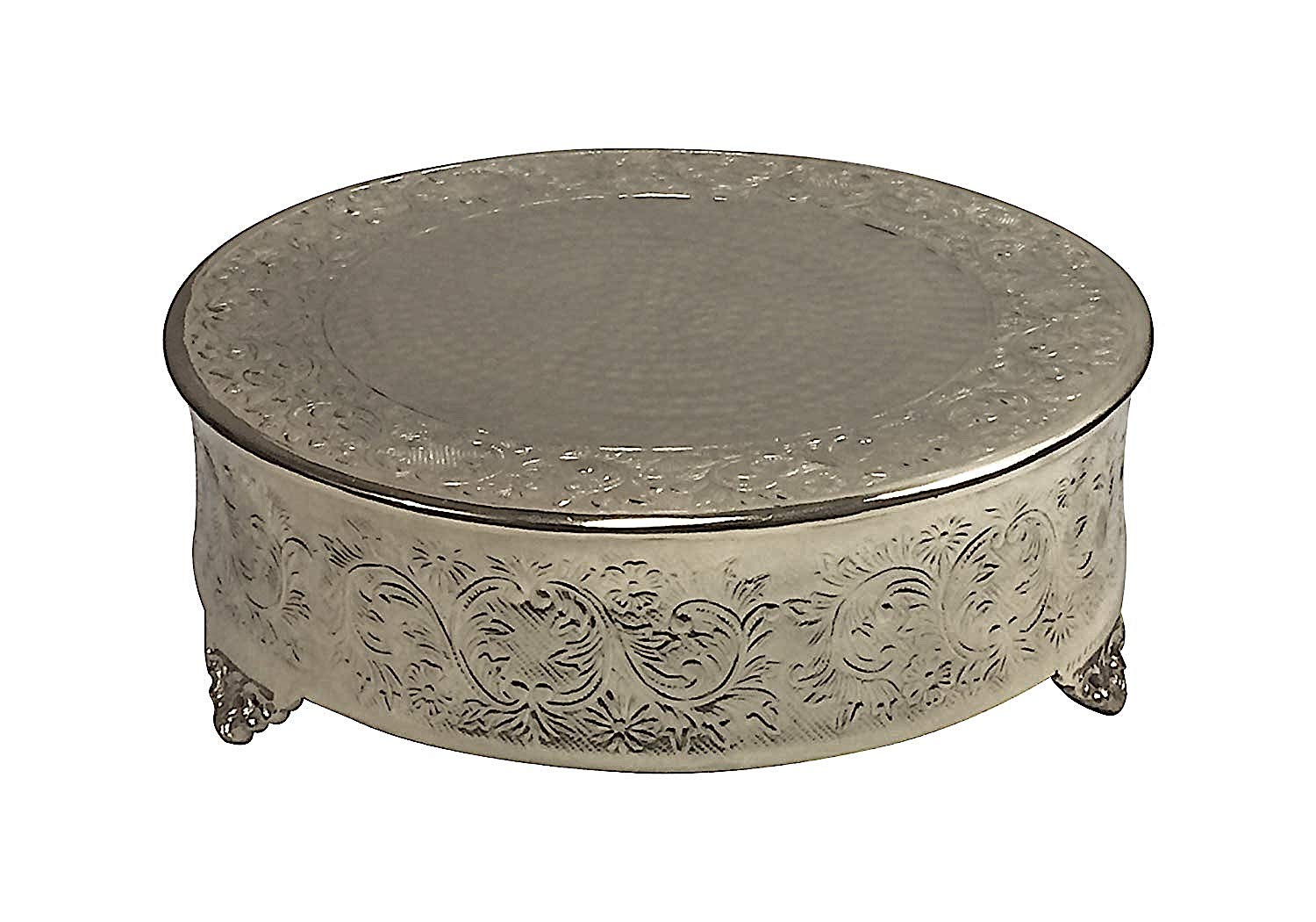 Elegance 16'' Round Ornate Wedding Cake Stand, Silver