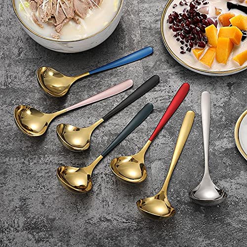Mbbitl Pink Gold Soup Ladle Colander Slotted Spoon Set Skimmer Strainer Stainless Steel Gravy Hot Pot Server