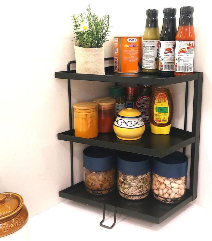 Appeasy Metal 3 Tier Countertop Kitchen Rack  Multipurpose Kitchen Organizer, Corner Shelf, Bathroom Organiser, Counter Top Spa
