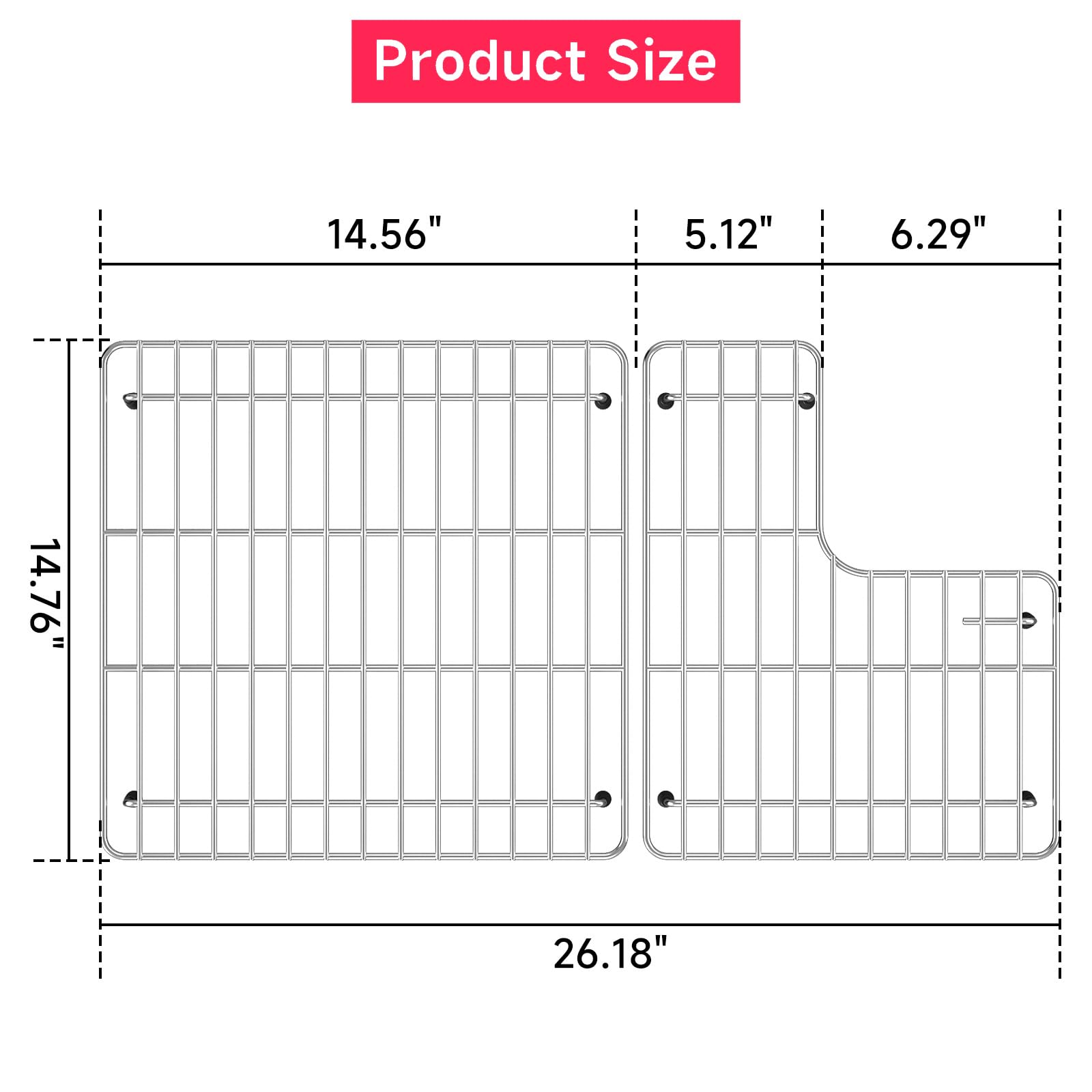 Dpzm 26.18'' X 14.76'' K-6449-St Stainless Steel Bottom Basin Rack, Sink Protector For Kohler Sink Racks Whitehaven 5827 And K-5