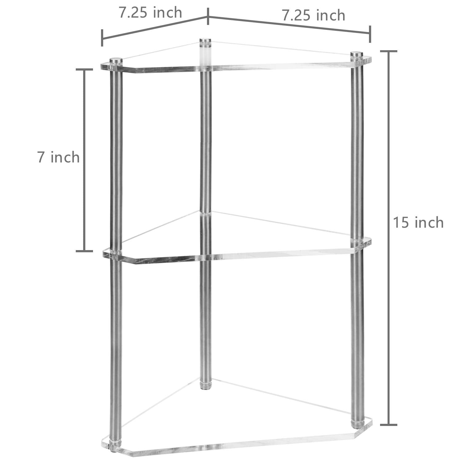 MyGift 3 Tier Clear Acrylic and Metal Tabletop Decorative Display Stand Desktop Corner Shelf  Tiered Bathroom Vanity Cosmetic Makeup Organization Shelves