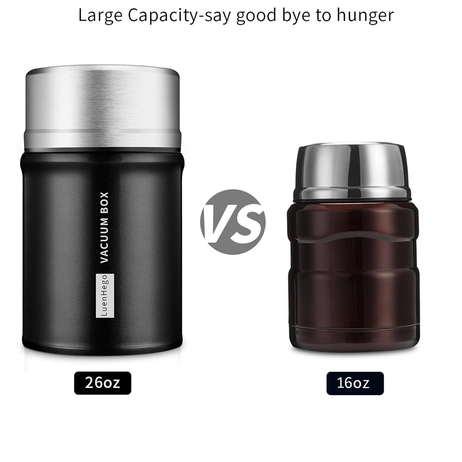 Luenhego Insulated Food Jar 26 Oz Wide Mouth Thermoses Stainless Steel Lunch Container Leak Proof Vacuum Thermal Flask With Fold