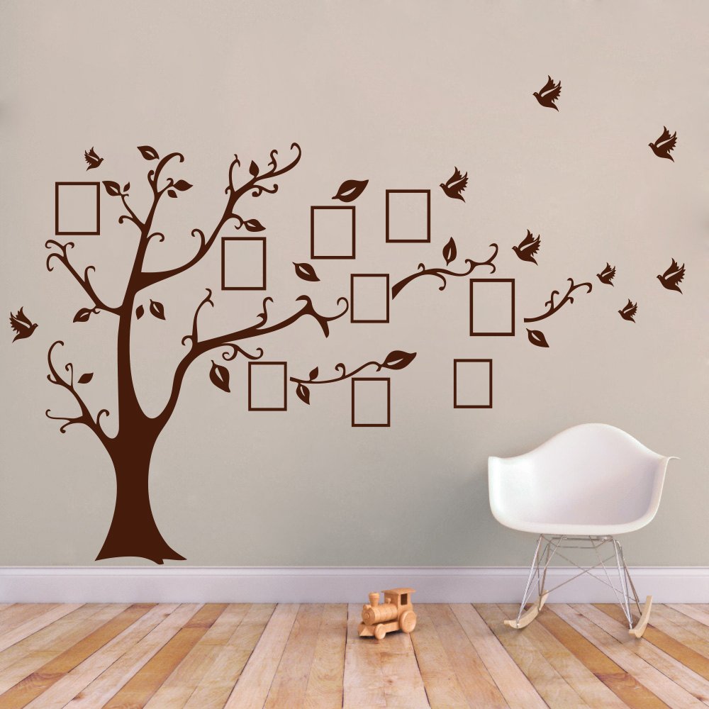 DECOR Kafe Home Decor Photo Frame Tree Wall Sticker, Wall Sticker for Bedroom, Wall Art, Wall Poster (PVC Vinyl, 50 X 35 cm)