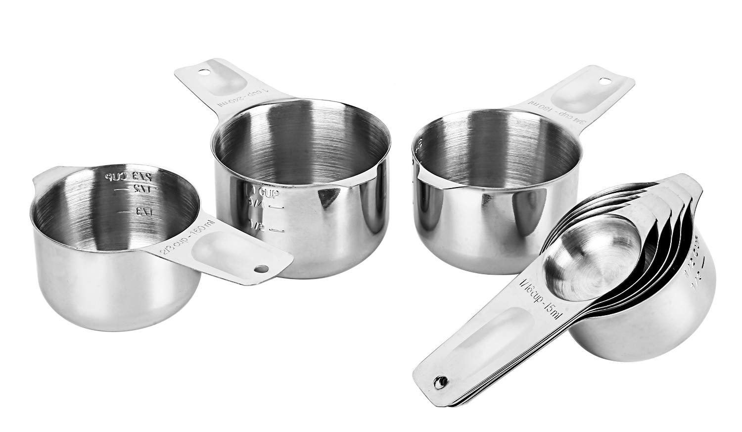 Dotinghux 8 Pcs Stainless Steel Measuring Cups Set, Kitchen Measuring Cup For Cooking And Baking