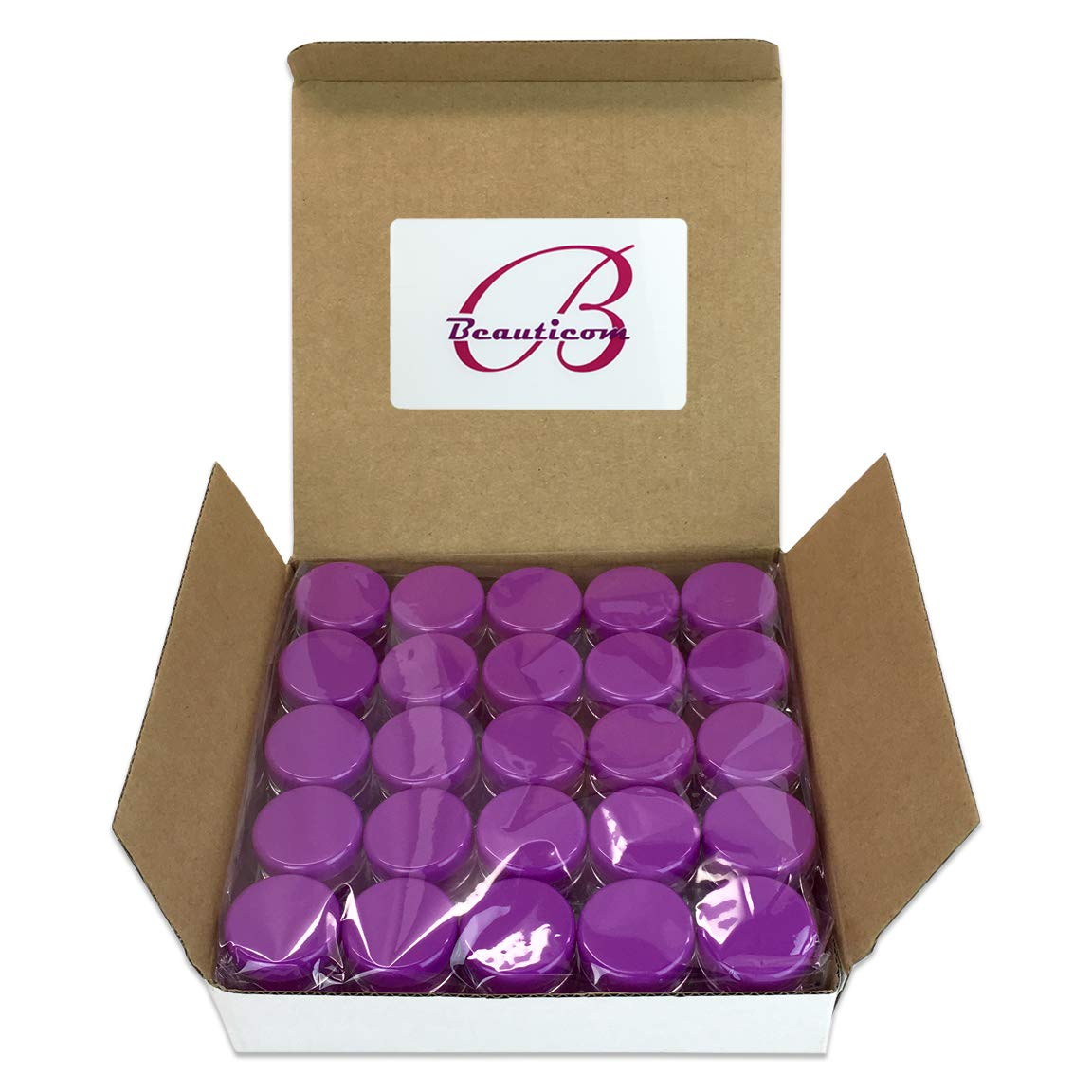 Beauticom 5G/5Ml Round Clear Jars With Purple Lids For Jams, Honey, Cooking Oils, Herbs And Spices (Quantity: 100 Pieces)