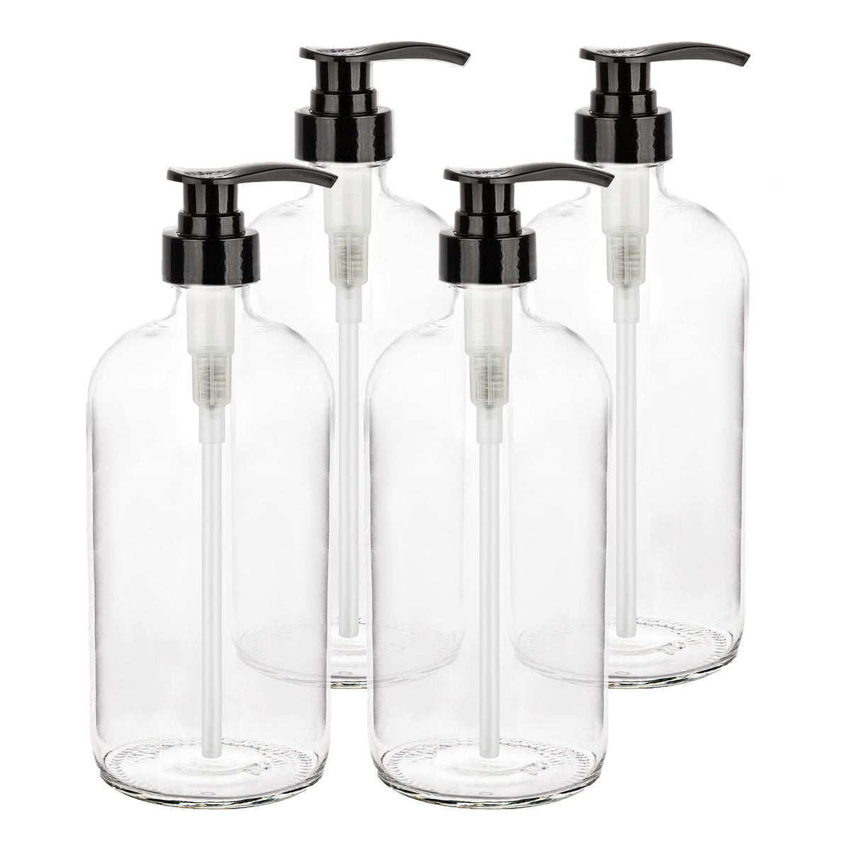 Kitchentoolz Large Glass Reusable Shampoo Bottle - 32 Ounce Pump Dispenser