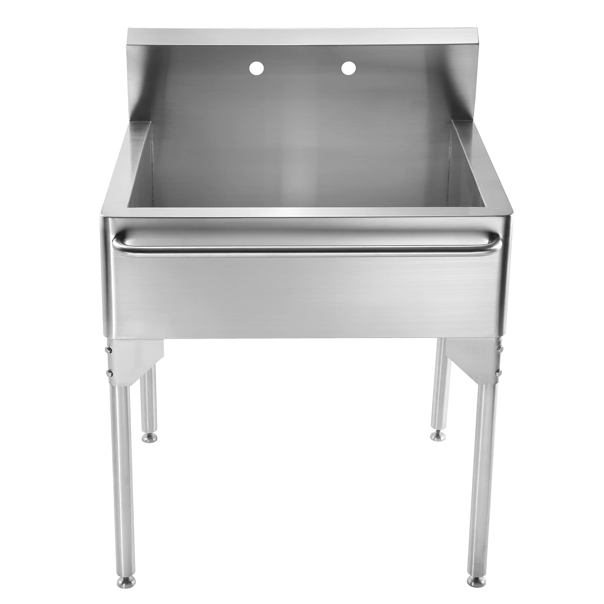Whitehaus Wh302510-Np Pearlhaus Single Bowl Commercial Freestanding Utility Sink With Towel Bar