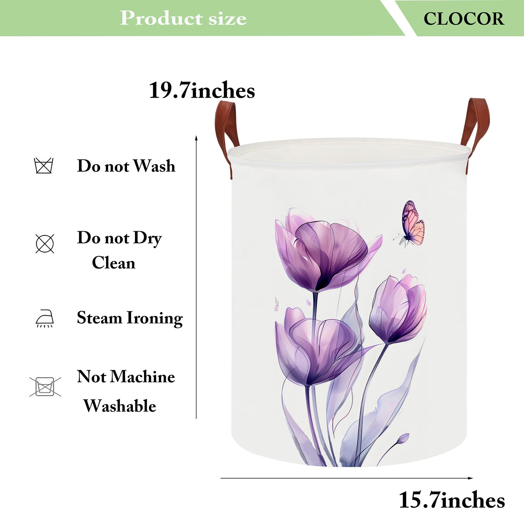 Clocor Large Laundry Basket,Waterproof Nursery Hamper,Collapsible Fabric Storage Container,Toys Bin,Room Decor,Gift Basket(Purpl