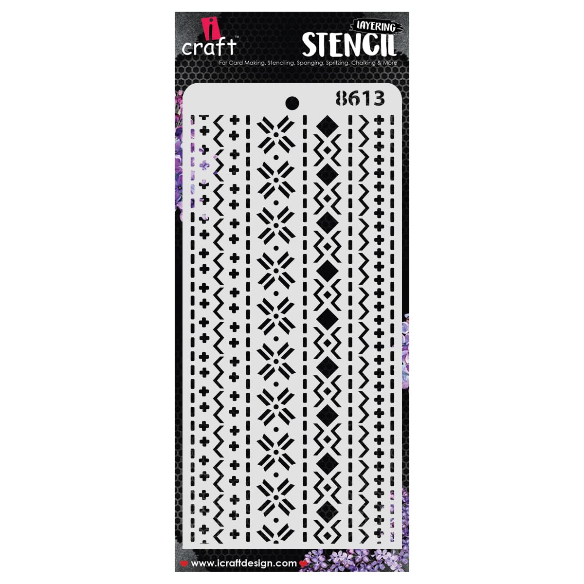 iCraft ReUsable Craft Stencils for DIY Art & Craft (i8613) Size 4x8 Used for Painting Scrapbook, Journaling, MixMedia, Cards,