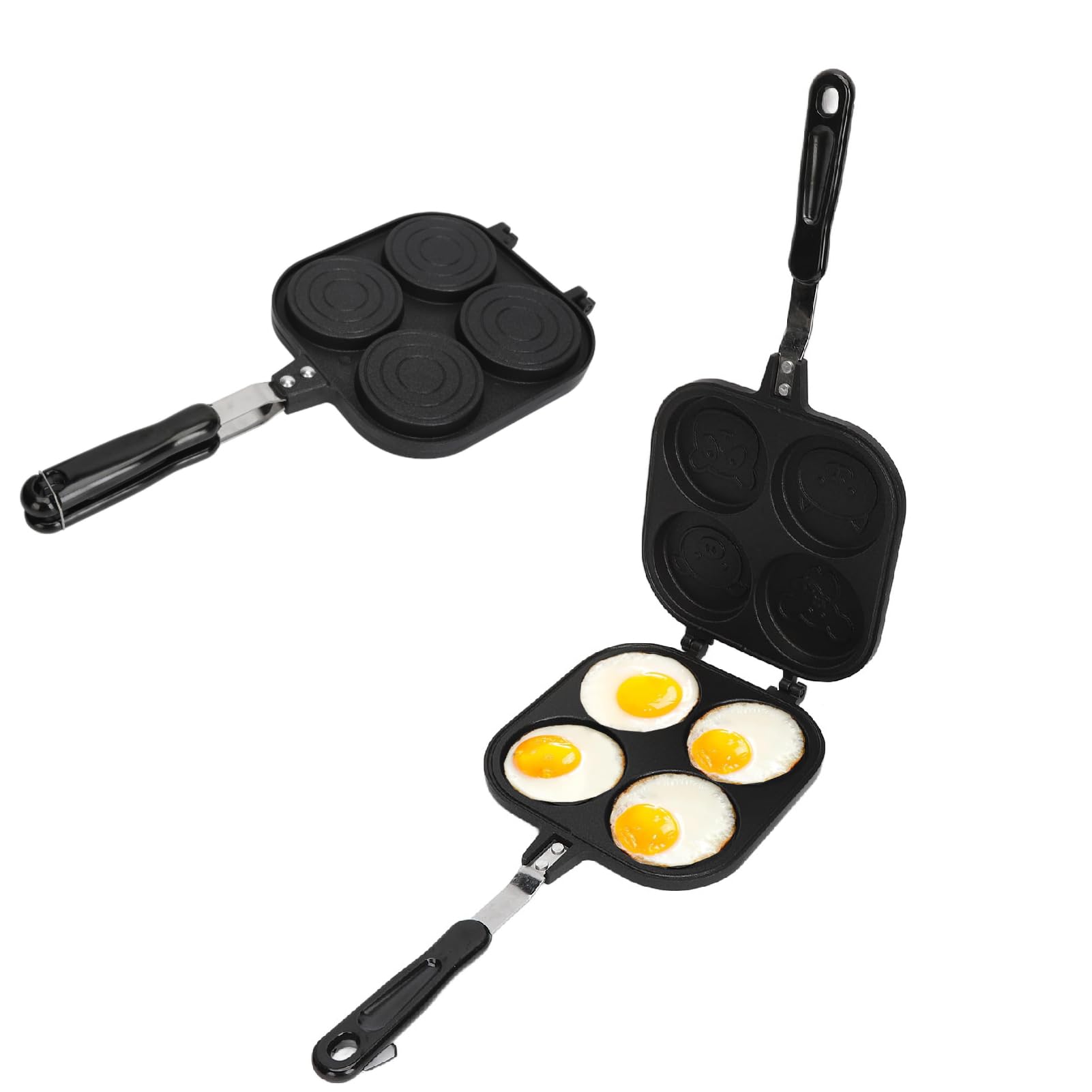 GOWENIC Double Sided Pancake Pan, Aluminum Alloy Non Stick Coating Pan for Waffles, Portable High Efficiency Pancake Pan for Out