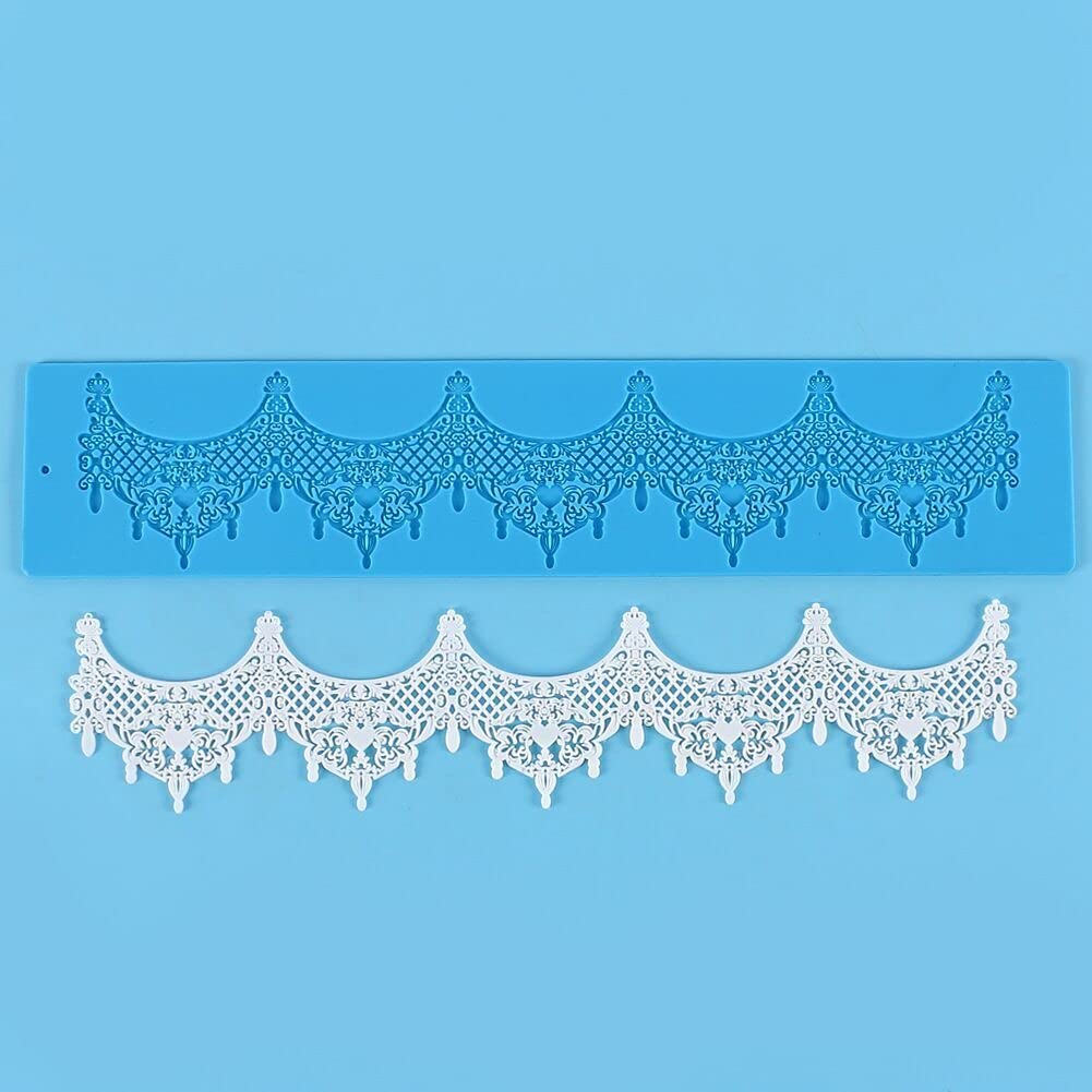 14.5'' Jewels Baking Fondant Sugar Lace Silicone Mat Wedding Cake Decorating Mold Chandelilac Edible Lace Embossed Sugarcraft To
