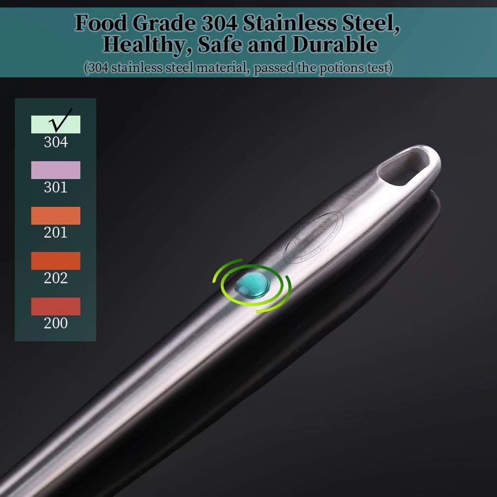 Newness Strainer Skimmer, 304 Stainless Steel Slotted Spoon Fry Ladle Skimmer Cooking Spoon, Large Skimmer Slotted Colander Spoo