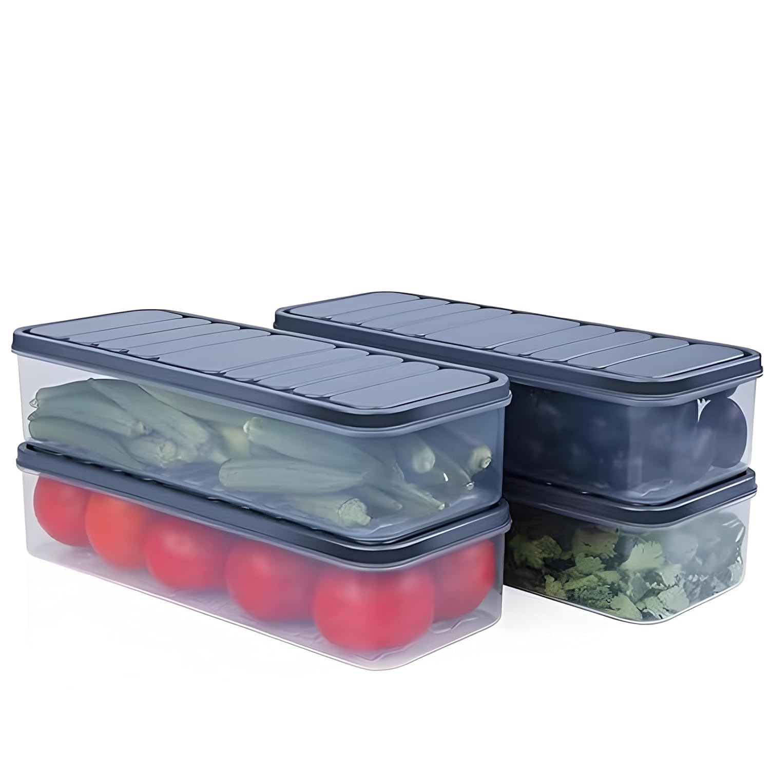 Mitnik Fridge Storage Boxes | Transparent BpaFree Plastic Containers For Refrigerator | Stackable Food Grade Organizer For Frui