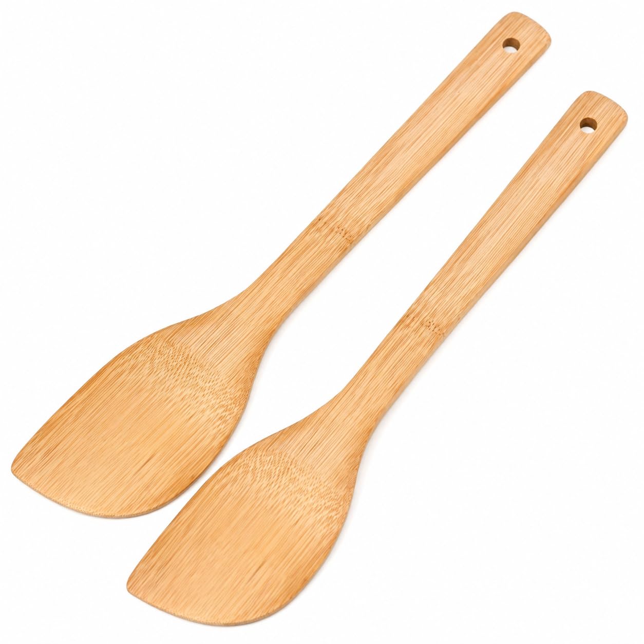 2 Pcs Bamboo Spatula Wooden Spatula for Cooking Wok Spatula Stir Fry Turner Bamboo Cooking Utensils Natural Kitchen Tool 12 Inch
