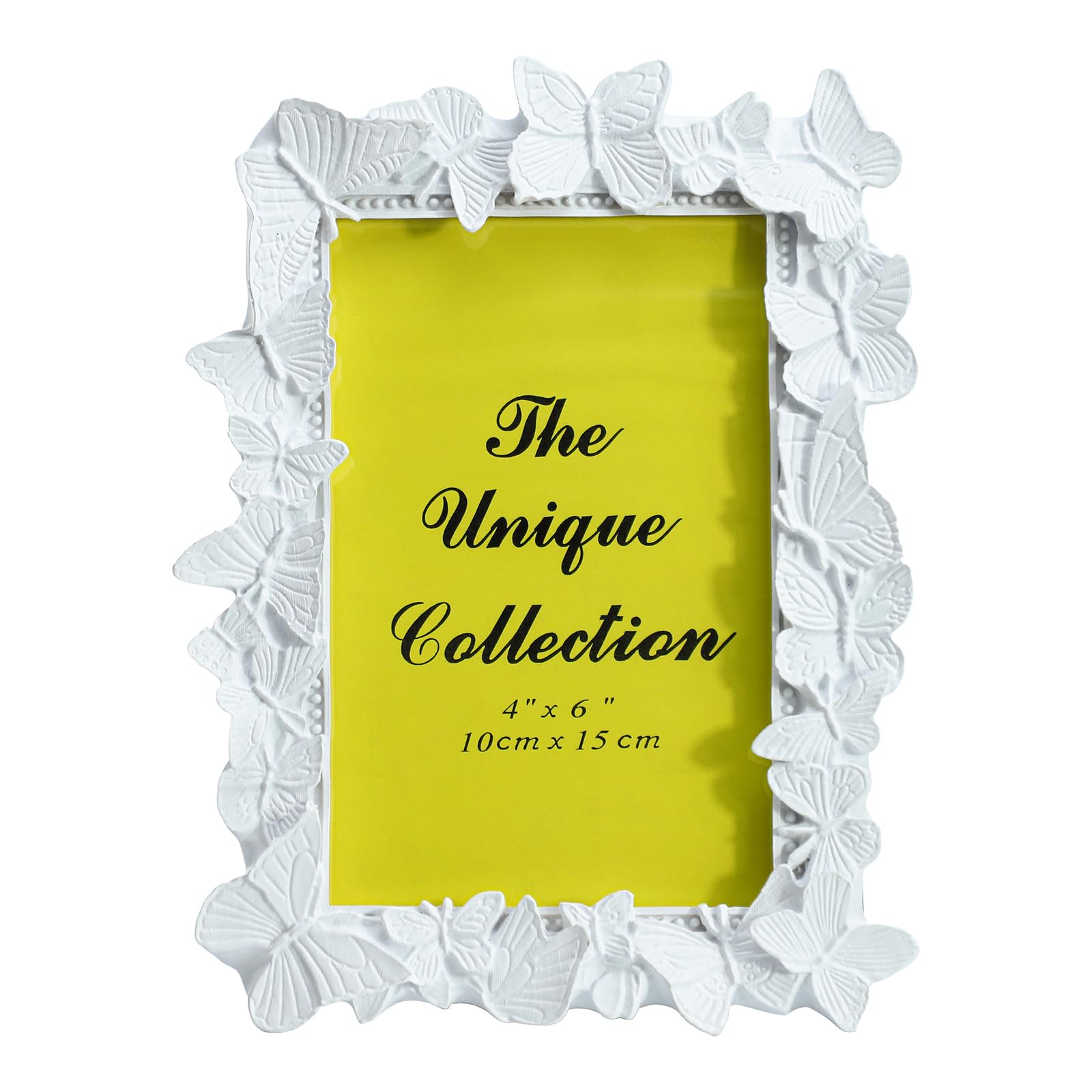WAIT FLY 4 X 6 Inches Beautiful White Butterfly Shape Resin Card Photo Frame Picture Frame for Desktop Table Top Display