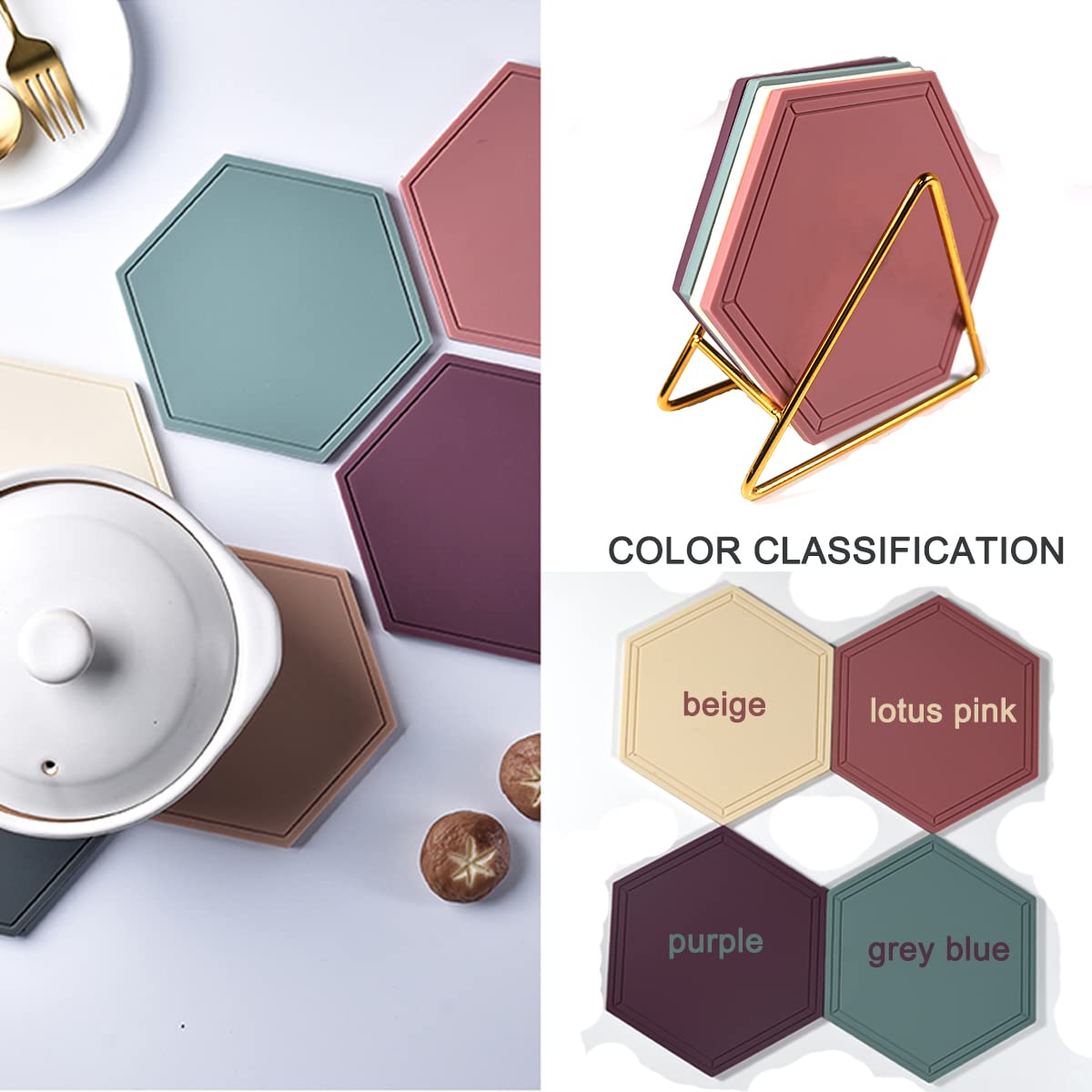 Silicone Placemats,Placemats For Kids,Waterproof Heat Resistant Non-Slip Anti-Scald Pad For Dining Table,Set Of 4, Non-Slip, Oil
