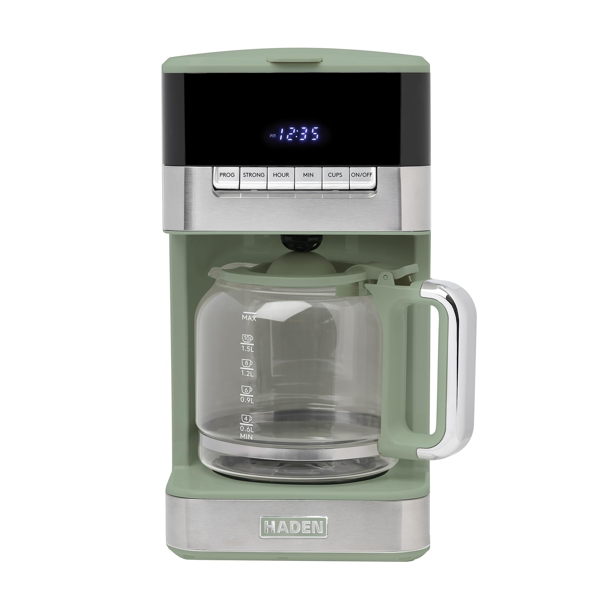 Haden Coffee Machine, 12-Cup Programmable Drip Coffee Maker with Auto Shut-Off Function and Reusable Washable Water Filter, Gree