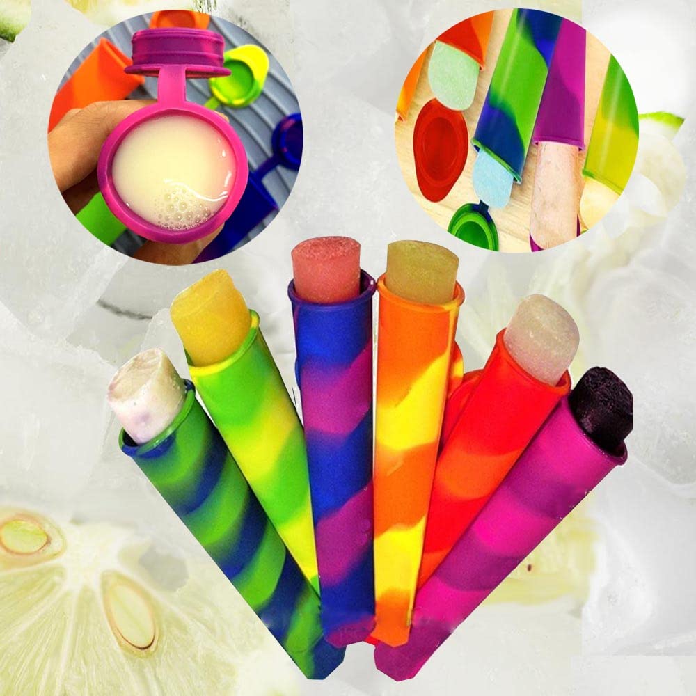 Silicone Ice Pop Molds Wpunwen Ice Popsicle Molds With Lids 6 Pcs Silicone Popsicle Molds For Kids With Clean Brush Durable Reus