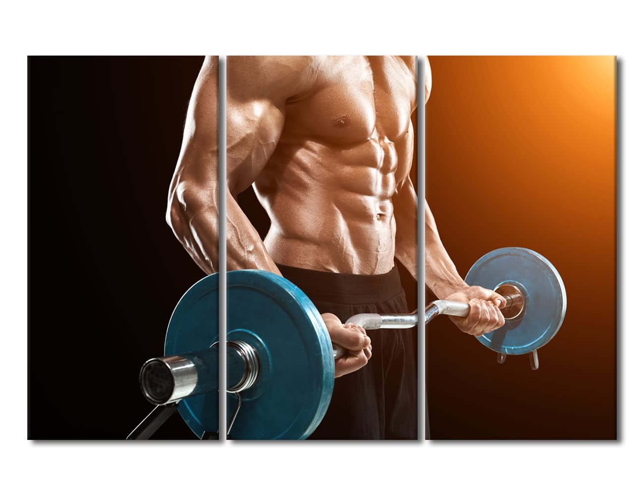 Tumovo Fitness Theme Pictures For Living Room Weightlifter Sportsman Canvas Wall Art Muscular Man House Decor Barbell Modern Off