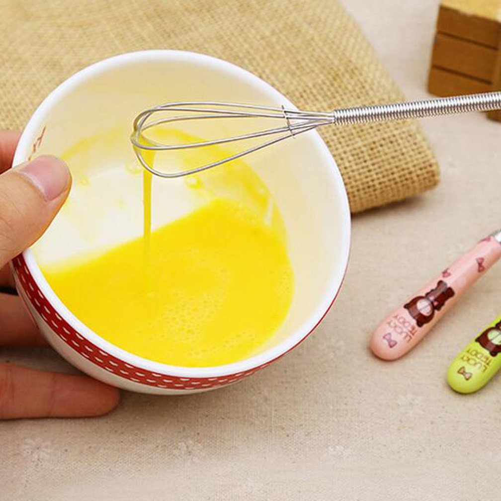 Verdental Cartoon Bear Small Whisks Set, Stainless Steel Mini Balloon Whisk For Stirring Mixing Egg Beater With Cute Ceramic Han