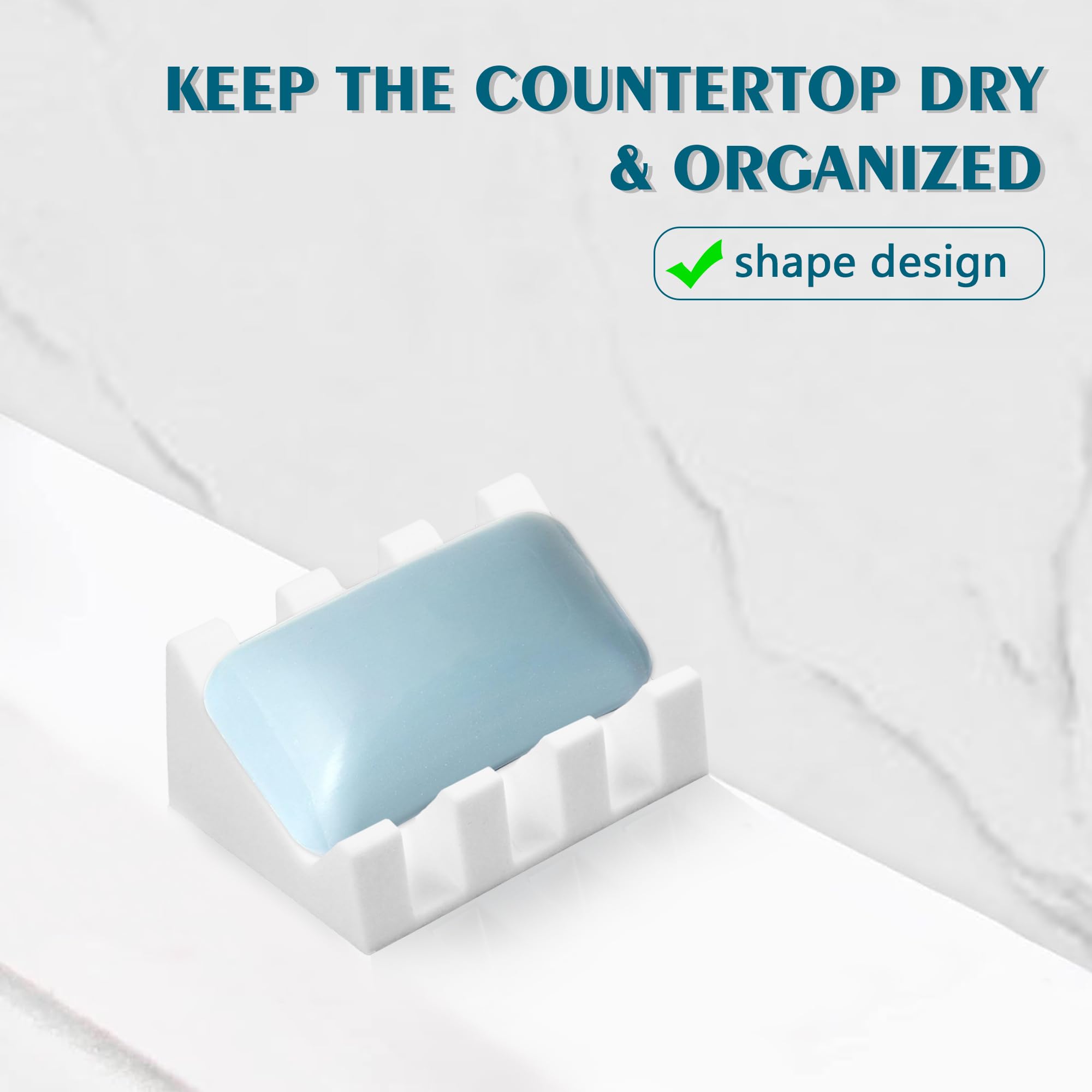 Soap Dishes, Silicone Shower Soap Dish With Drianage, Bar Soap Holder & Saver Waterfall Self-Draining To Keep Your Bar Soap Orga