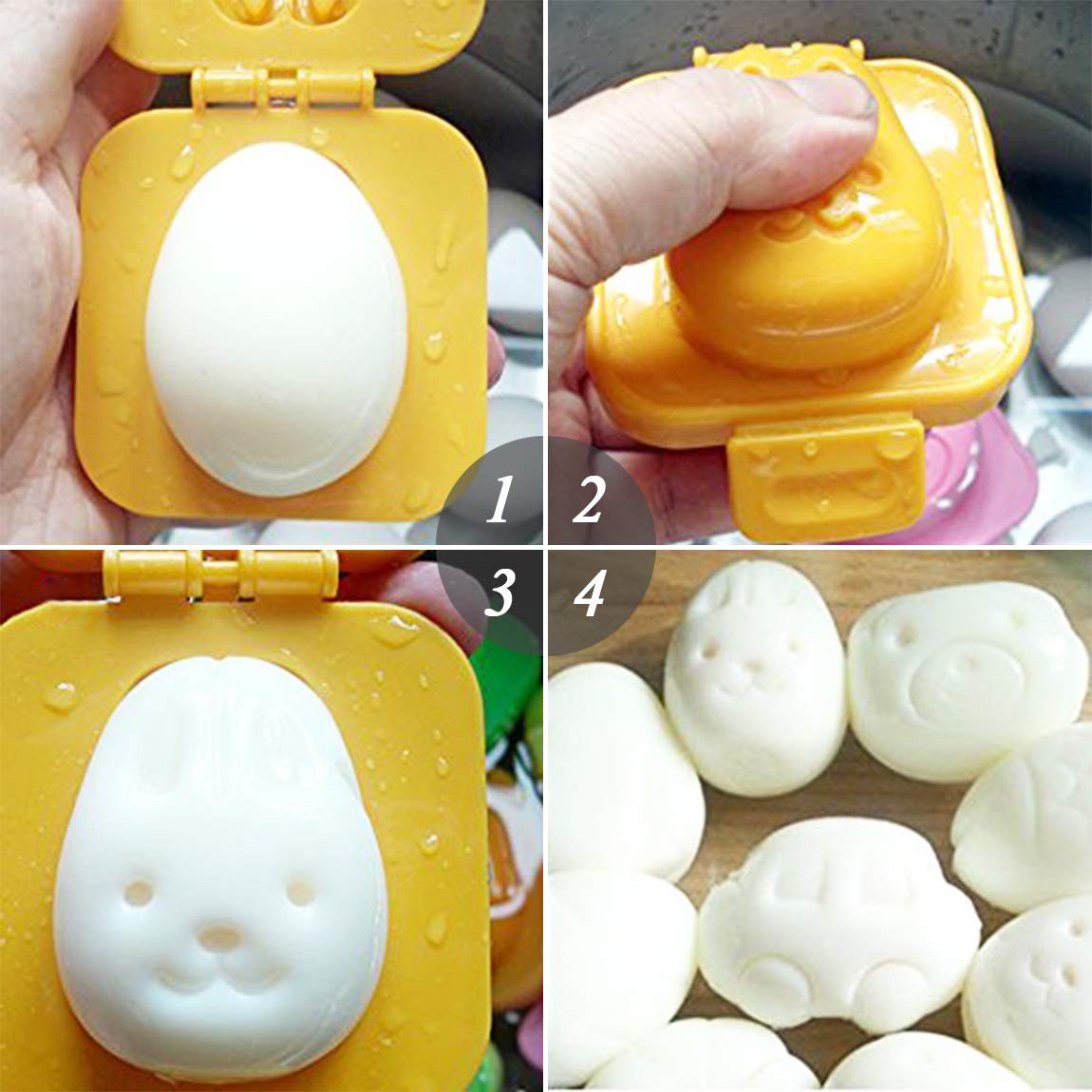 Yunko 6Pcs Egg Rice Mold Hard Boiled Egg Mold Fish Car Heart Shape Onigiri Mold Rice Ball Maker For Kids,Fondant Cake Pop Decora