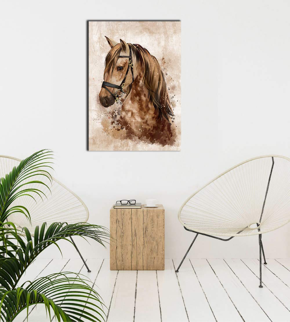 arteWOODS Horse Wall Art Abstract Brown Canvas Pictures Vintage Canvas Prints Modern Animal Canvas Artwork Rustic Retro Canvas Art Framed Ready to Hang 20'' x 28''