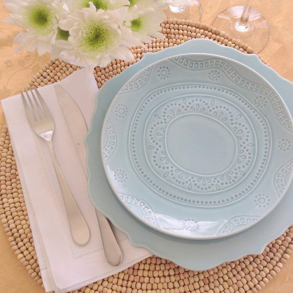 White Linen Hem Stitch Dinner Napkins - Set Of 6 20''X20''-Ladder Hemstitch 100% Linen Cloth Napkins