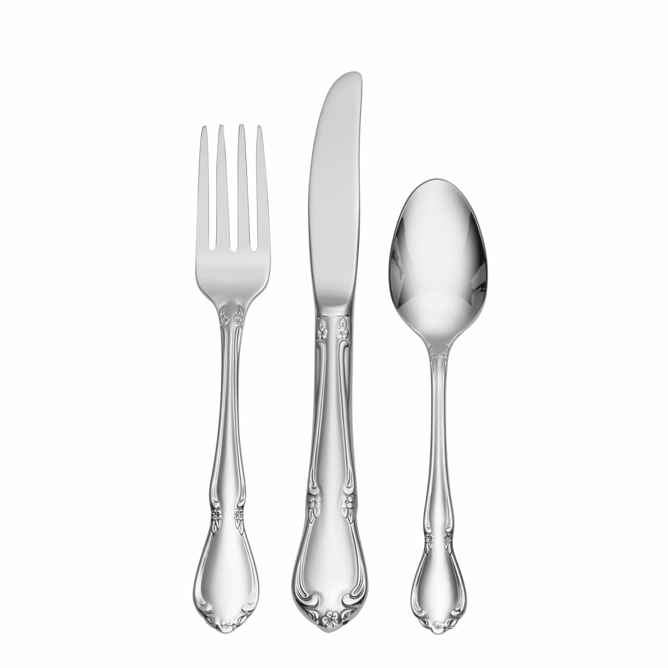 Oneida Chateau 3 Piece Child and Baby Flatware Set, Stainless Steel, Silver, Model 2610003IL20
