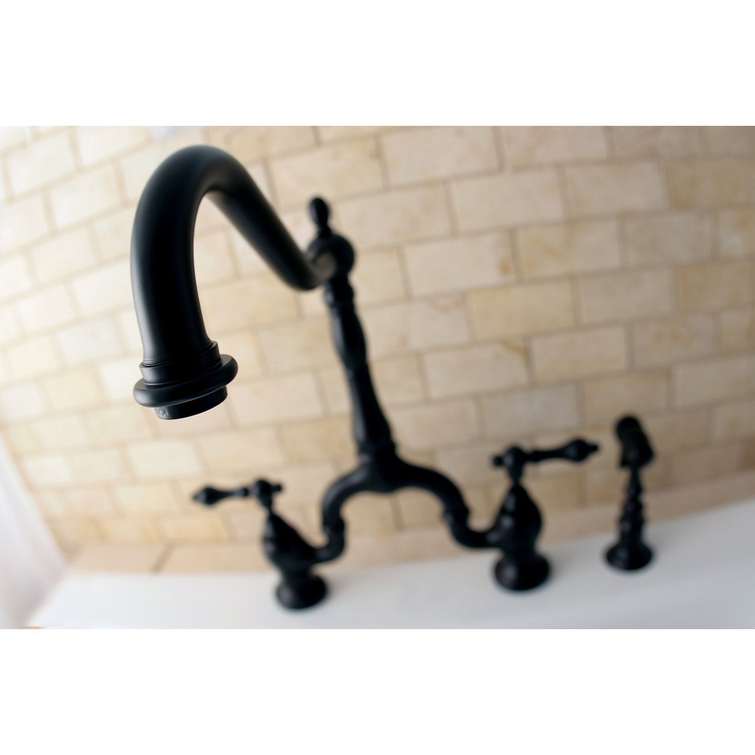 Kingston Brass KS7755ALBS English Country Kitchen Bridge Faucet with Brass Sprayer  Oil Rubbed Bronze