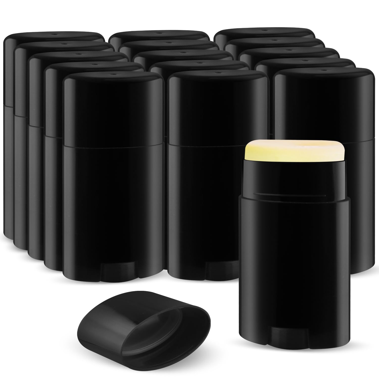 DMuuuDM 15 Pack 1.7 oz Plastic Deodorant Container,Empty Oval Twist-Up Solid Stick Tube Applicator Container for Homemade Deodor