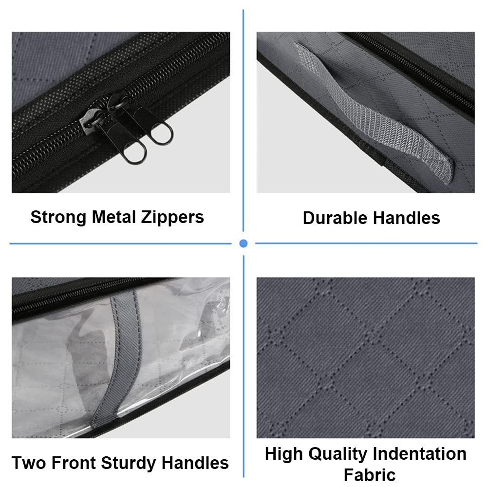 ASANMEYO Under Bed Storage Containers, 4-Pack Large Capacity Underbed Storage Bags Organizer, Thick Fabric Storage Bins with Cle