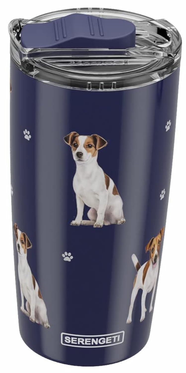 Serengeti Jack Russell Terrier 16 Oz. Stainless Steel, Vacuum Insulated Tumbler With Spill Proof Lid - 3D Print - Insulated Trav
