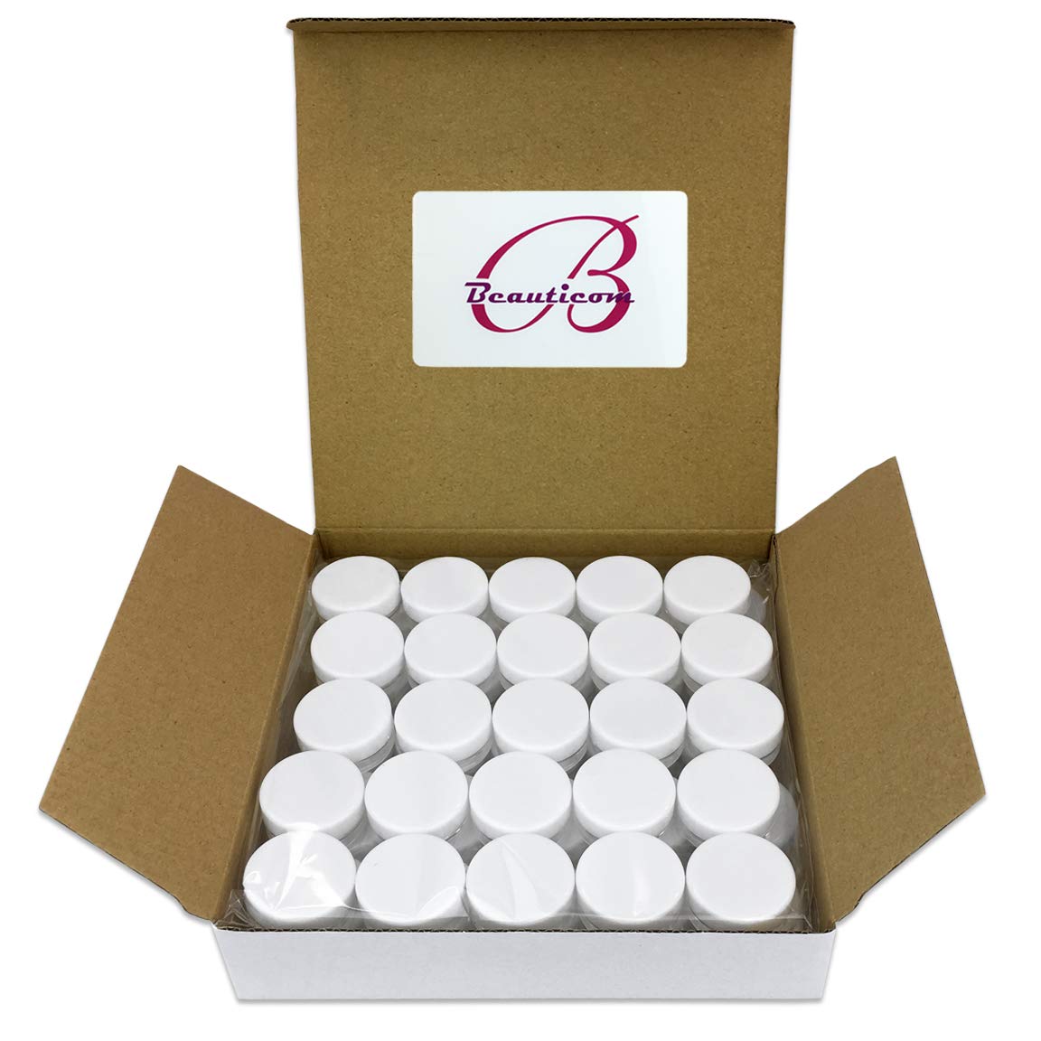 Beauticom (Quantity: 200 Pcs) 3G/3Ml Round Clear Jars With White Lids For Small Jewelry, Holding/Mixing Paints, Art Accessories