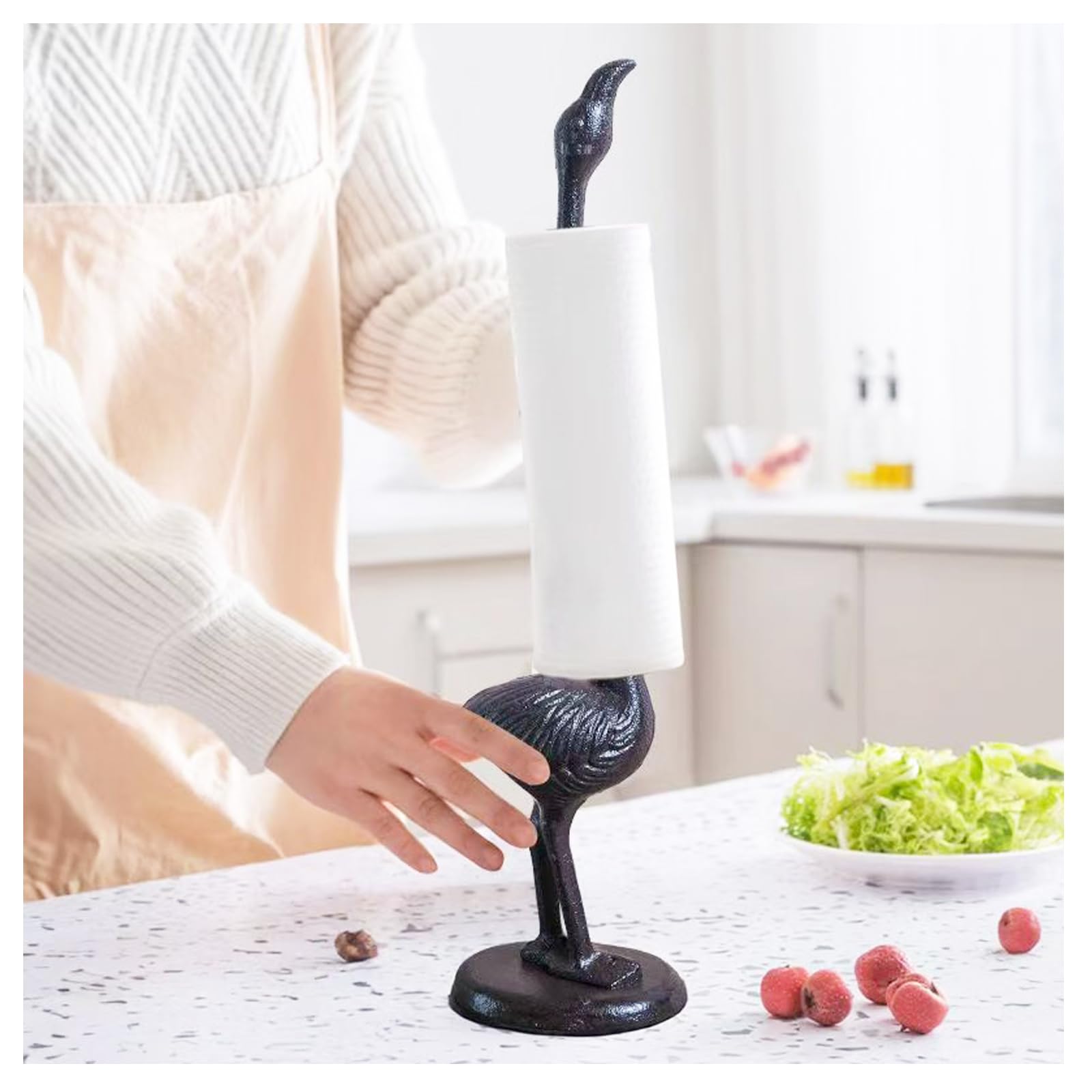 Flamingos Paper Towel Holder Cast Iron Paper Towel Holder Funny Toilet Paper Holder for The Floor or Counter in The Kitchen or B