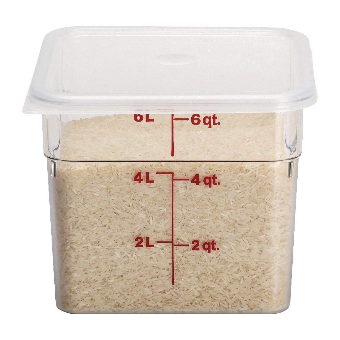 Cambro Food Storage Container - Classic Series Square - 6 Qt (Quart) - Commercial Grade For Food Prep (Clear)