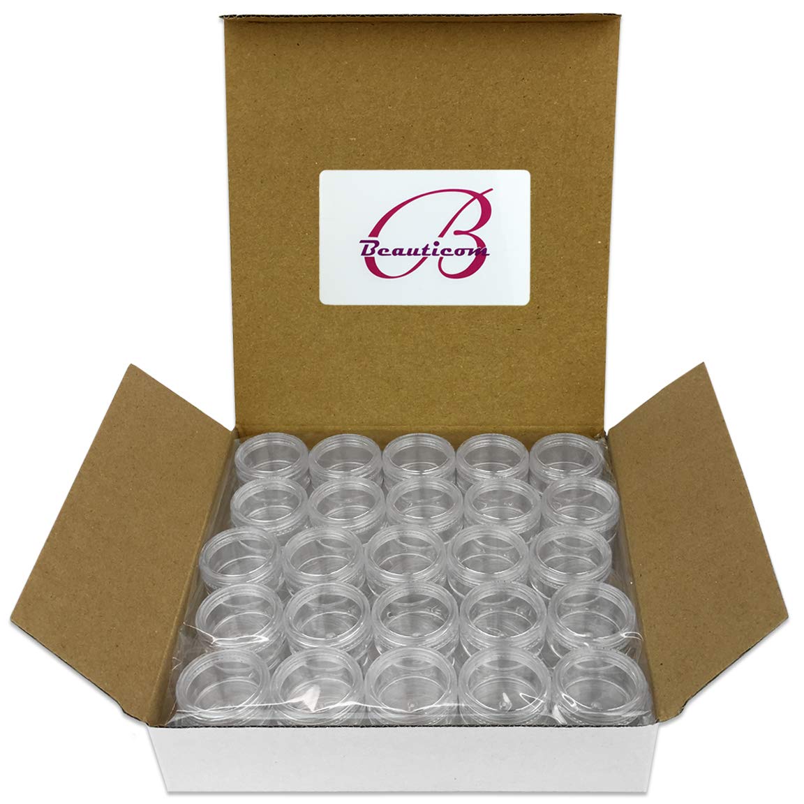 Beauticom (Quantity: 100 Pieces) 5G/5Ml Round Clear Jars With Screw Cap Lids For Scrubs, Oils, Salves, Creams, Lotions