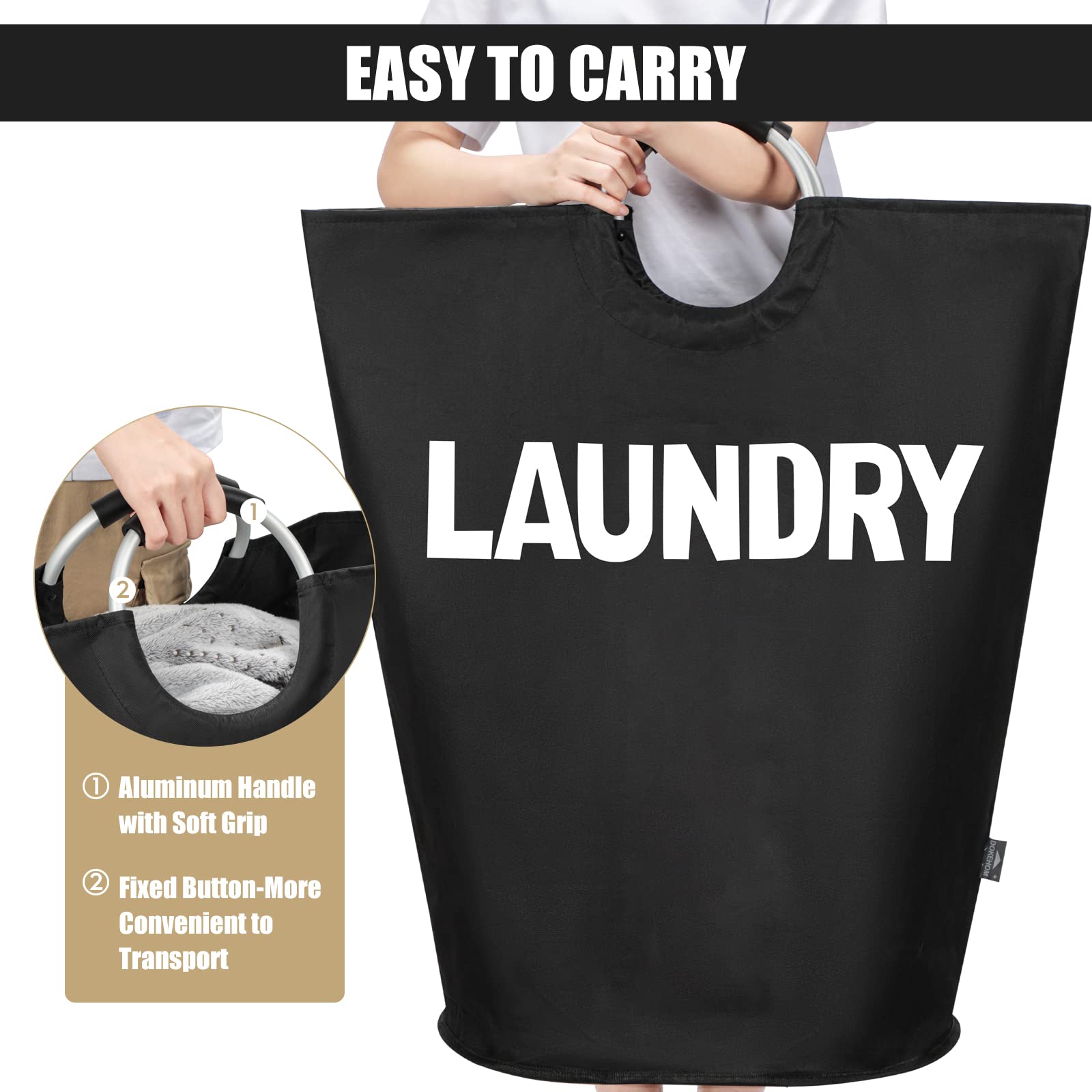 DOKEHOM 160L XX-Large Laundry Basket (7 colors)  collapsible Laundry Bag  Foldable Laundry Hamper  Folding Washing Bin (Black  XXL)