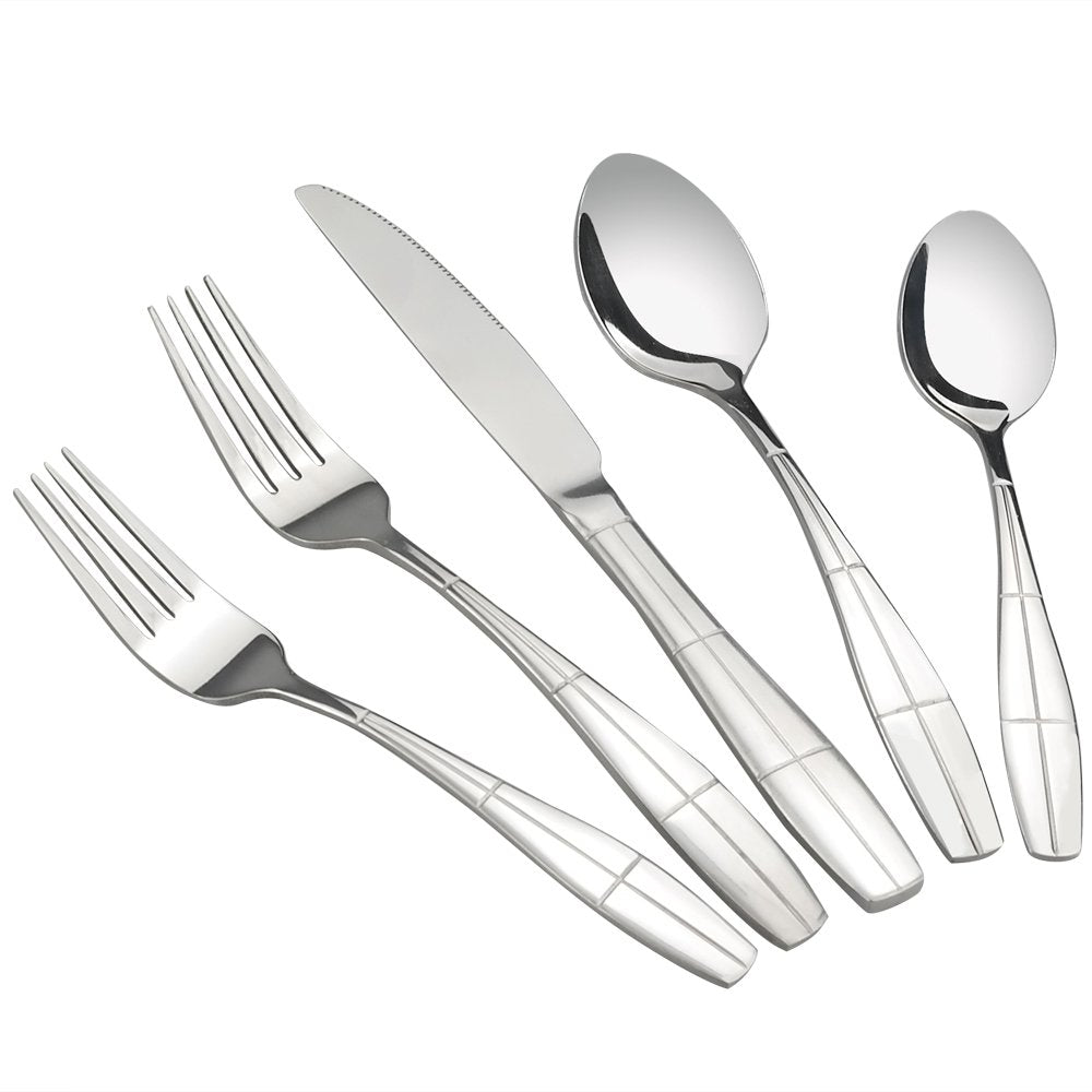 Eagrye 60-Piece Flatware Set, Stainless Steel Silverware Cutlery, Service For 12