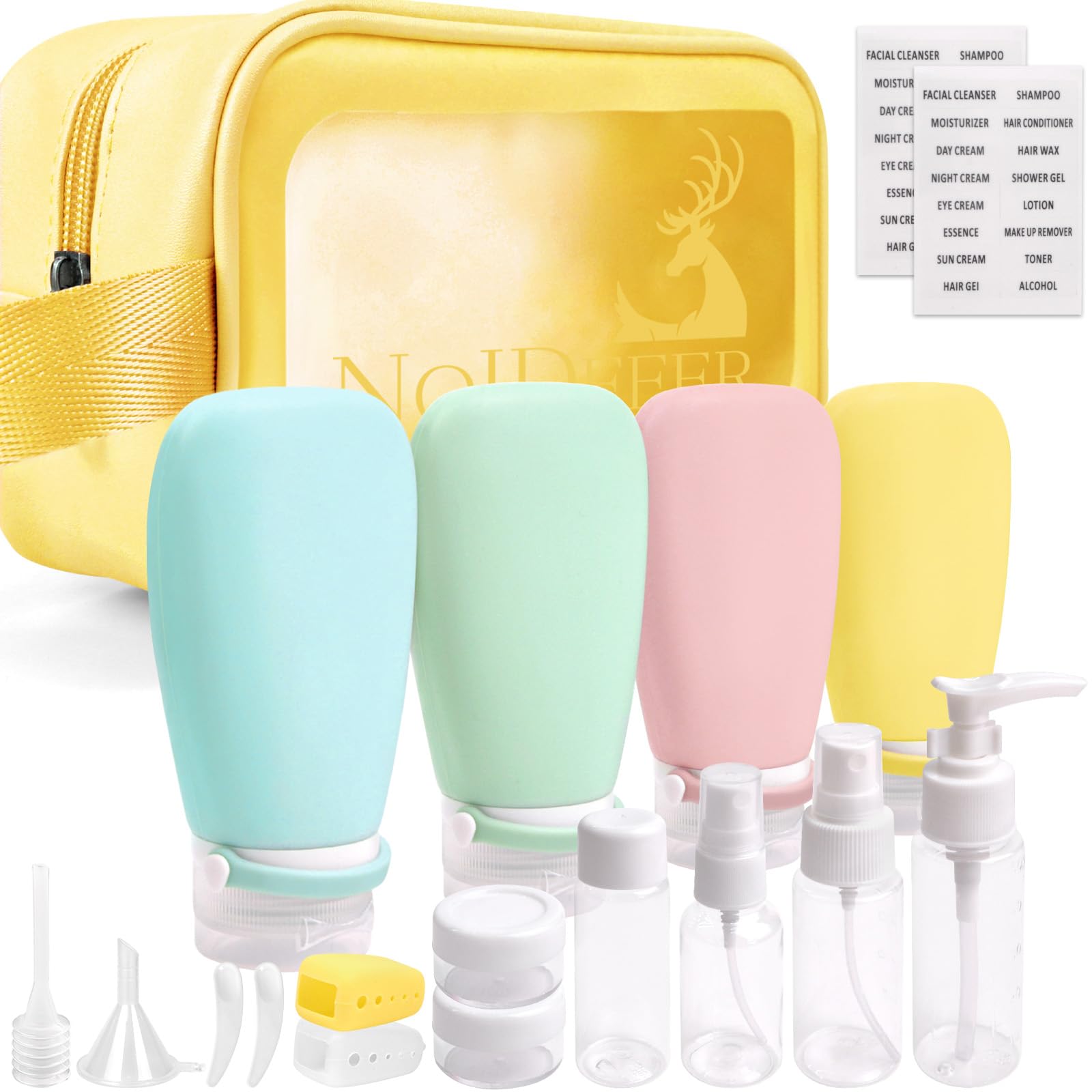 Noideeer 18 Pcs Travel Bottles Set For Toiletries, Tsa Approved Travel Size Containers With Bandage Silicone Squeezable For Sham