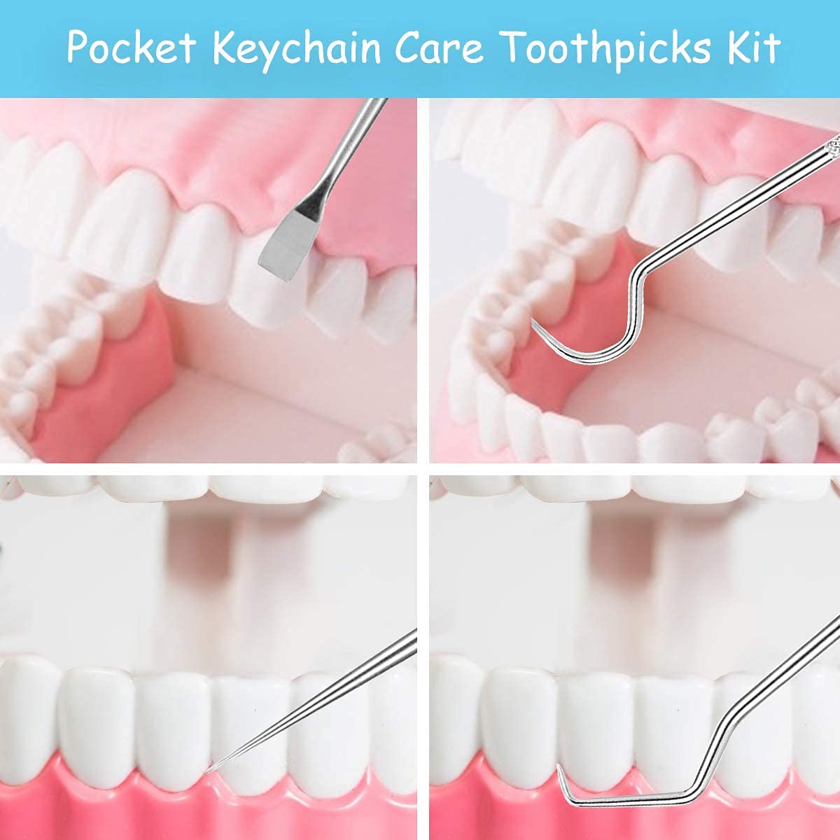 5 Pieces 2 Set Portable Metal Toothpicks,Pocket Titanium Toothpick Stainless Steel Toothpick Reusable Toothpicks Holder For Outd