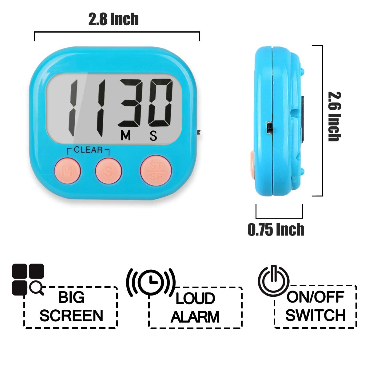Classroom Timers for Teachers Kids Large Magnetic Digital Timer Teacher Supplies 24 Pack-Blue White
