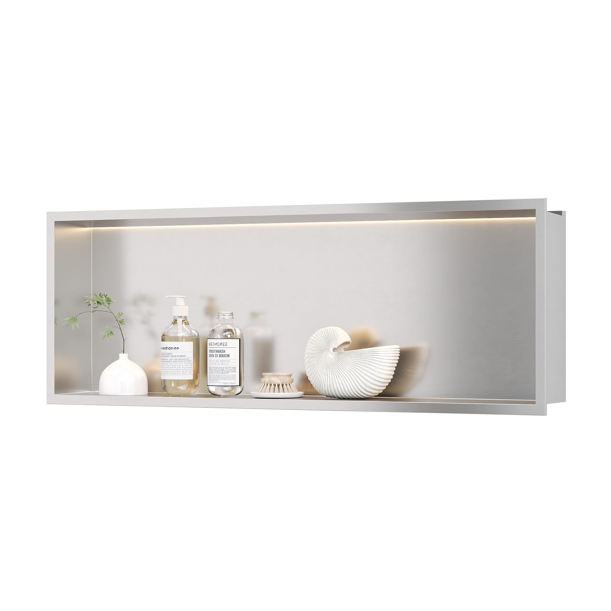 Neodrain Shower Niche, Brushed 36X12 In Stainless Steel Wall Niche, No Tile Needed Wall Niche For Bathroom Storage Over Mount In